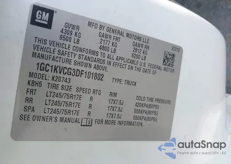 2013 Chevrolet Silverado 2500Hd Work Truck from USA, damaged, VIN 1GC1KVCG3DF101802